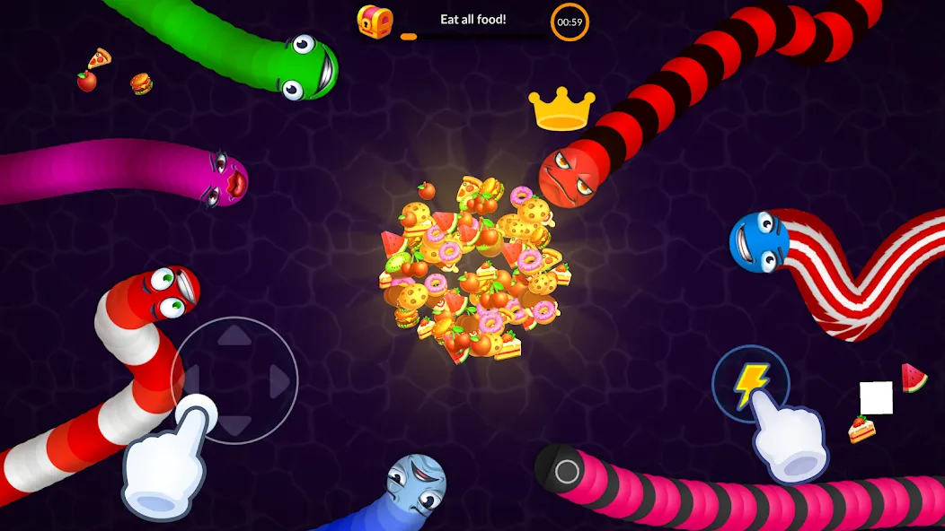 Snake vs Worms: Fun .io Zone  [МОД Бесконечные деньги] Screenshot 4