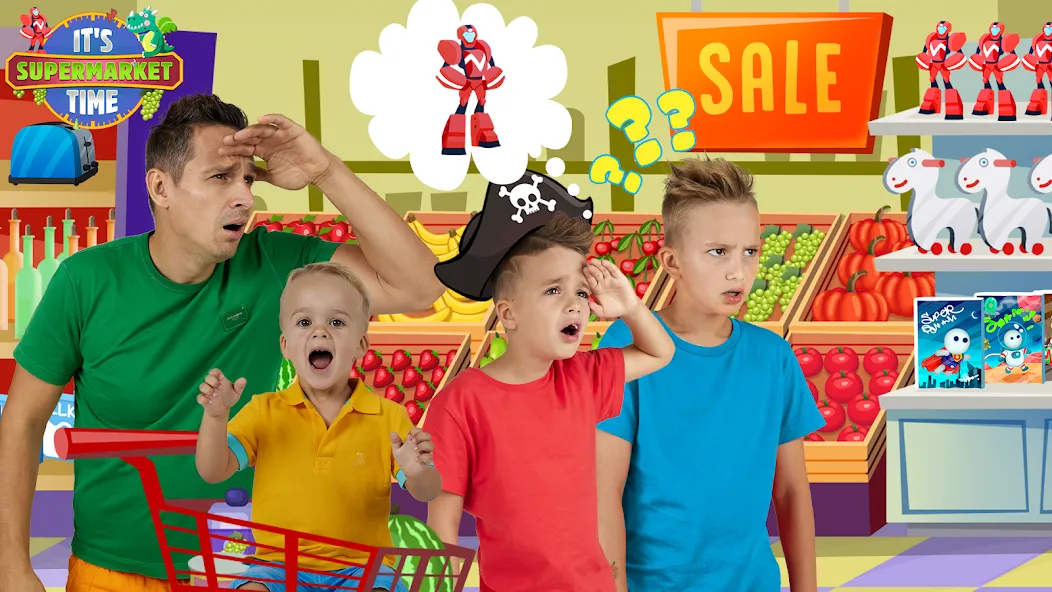 Vlad & Niki Supermarket game  [МОД Бесконечные монеты] Screenshot 3