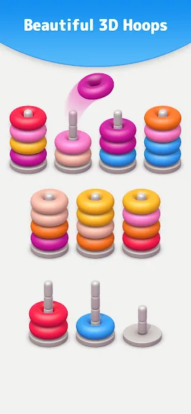 Color Sort 3D — Hoop Stack  [МОД Много монет] Screenshot 1