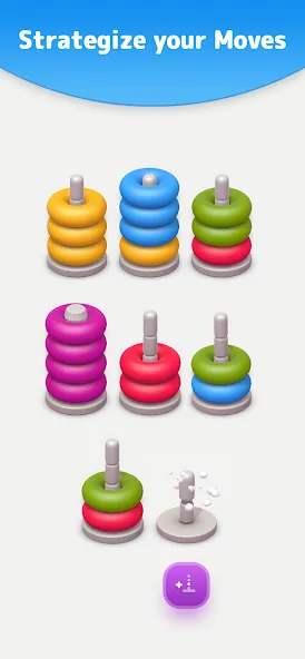 Color Sort 3D — Hoop Stack  [МОД Много монет] Screenshot 2