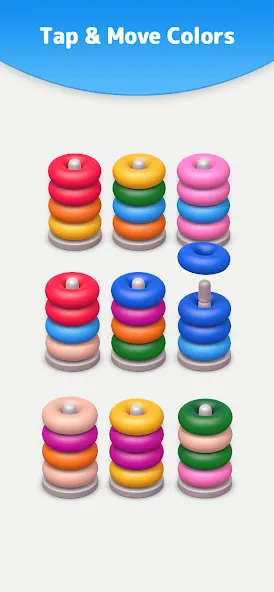Color Sort 3D — Hoop Stack  [МОД Много монет] Screenshot 3