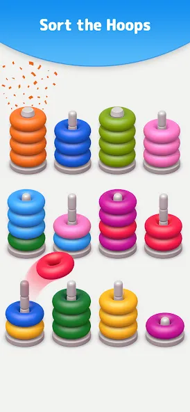 Color Sort 3D — Hoop Stack  [МОД Много монет] Screenshot 4