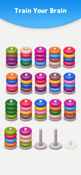 Color Sort 3D — Hoop Stack  [МОД Много монет] Screenshot 5